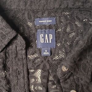 GAP Black Lace Button-Up Shirt